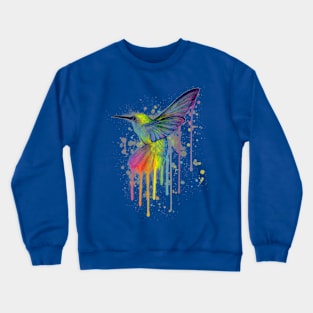 humming bird of watercolor rainbow Crewneck Sweatshirt